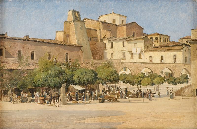 Edvard Petersen The square in Sulmona Spain oil painting art